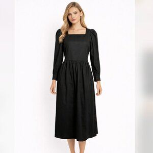 Lisa Says Gah Midi Dress dark blue size medium long sleeves square neckline